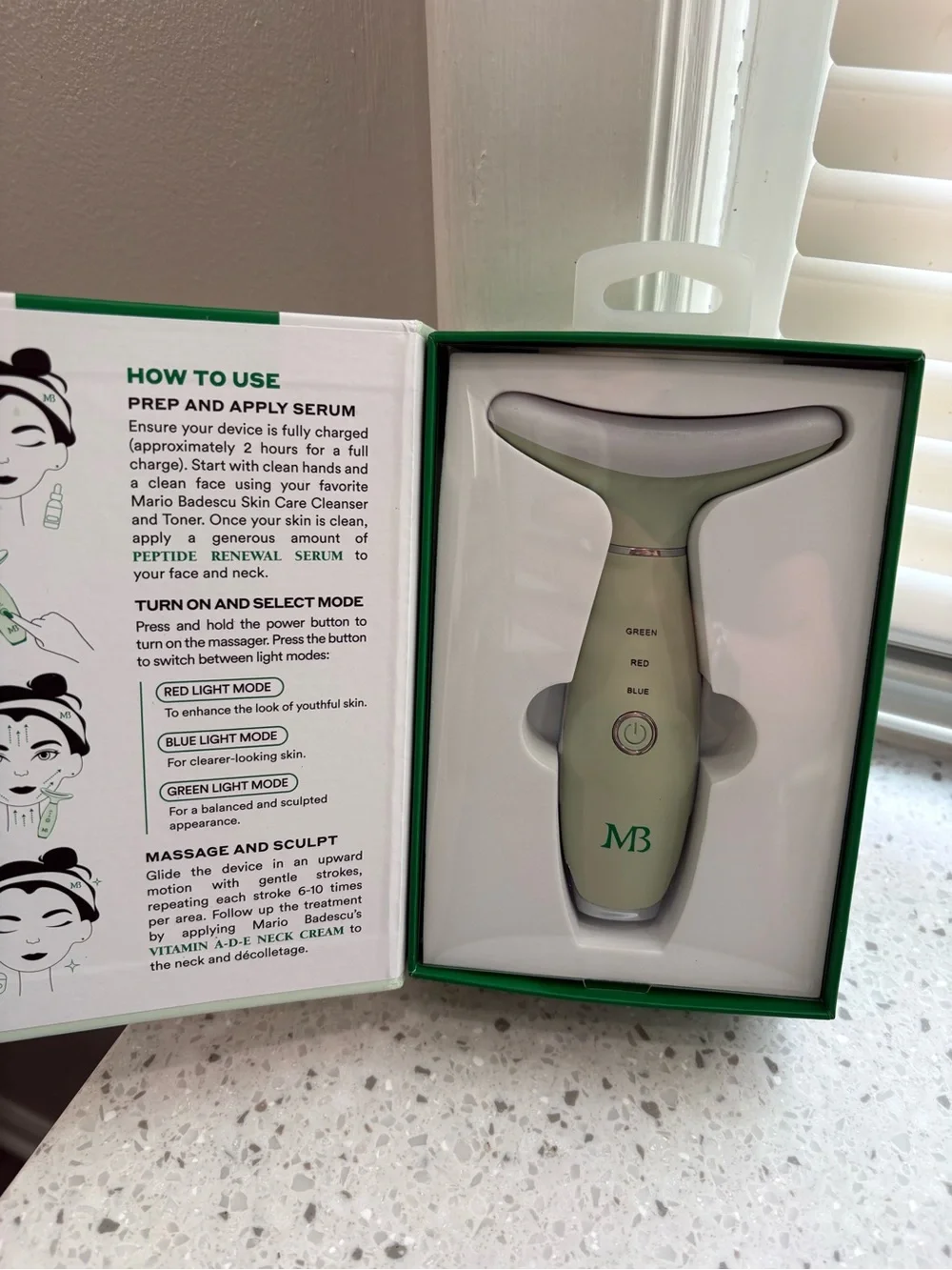 NEW Mario Badescu Triple Light Thermal Face & Neck Massager - Picture 2 of 4